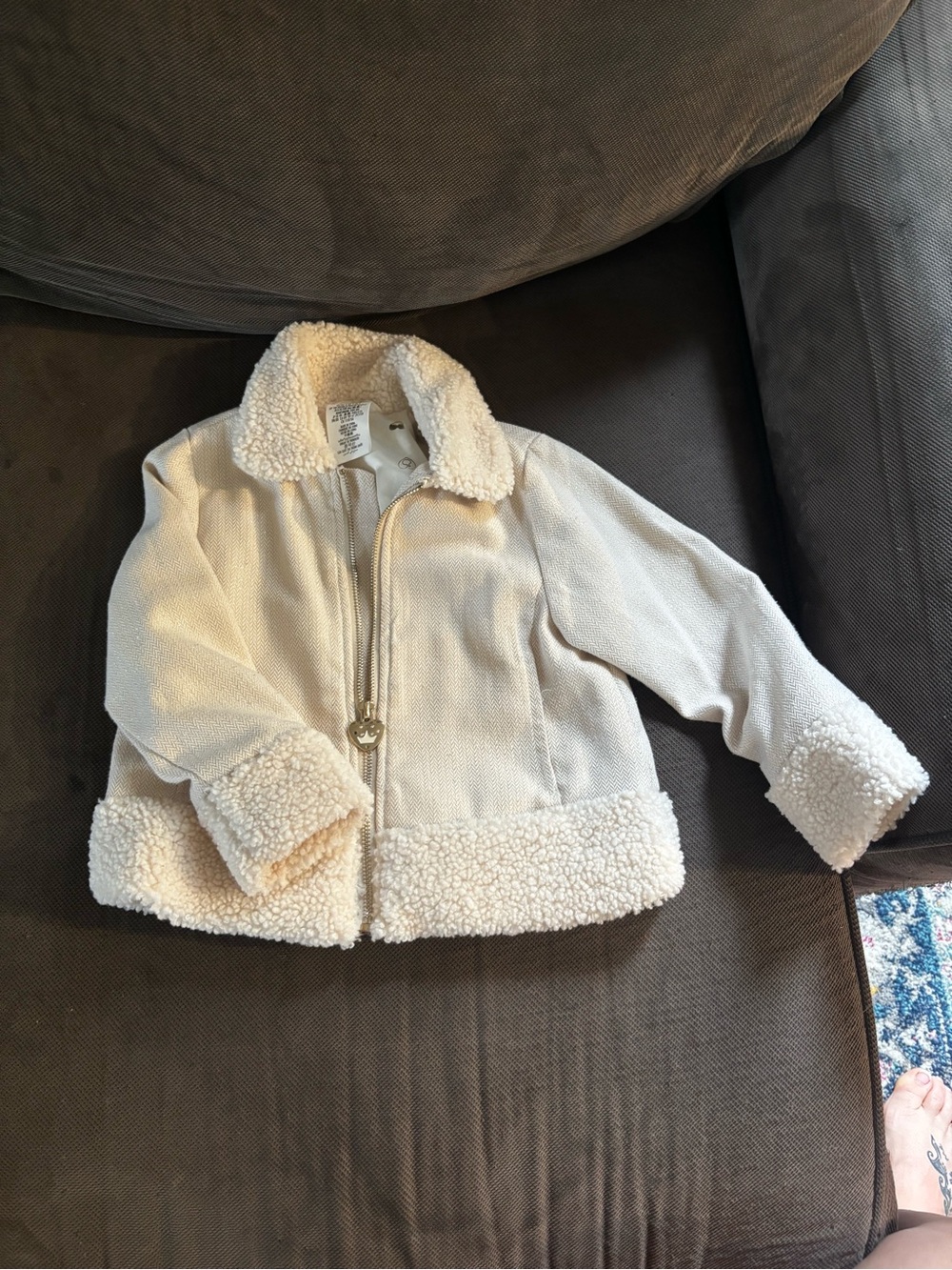 Disney Princess Cream Sherpa-Trim Shimmwr Jacket